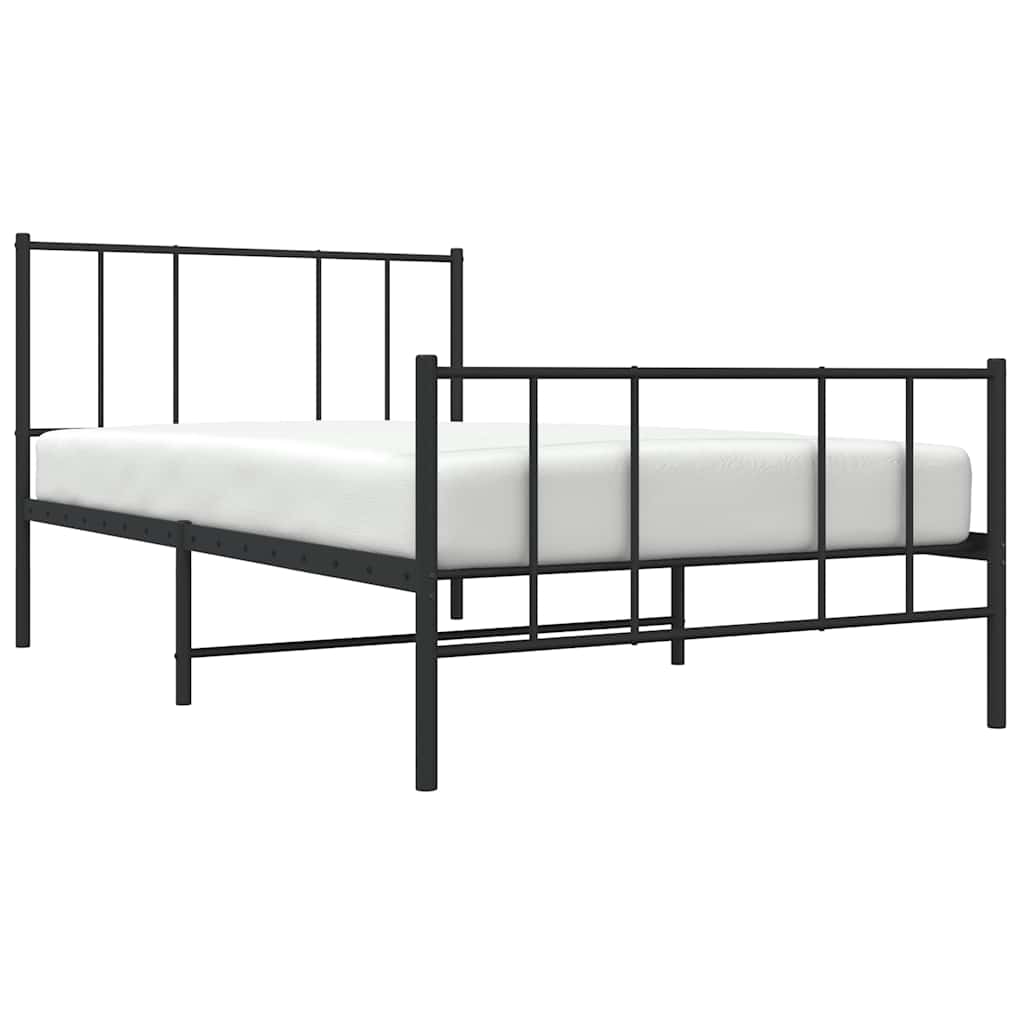 Sengeramme i metall med hode- og fotgavl svart 75x190 cm