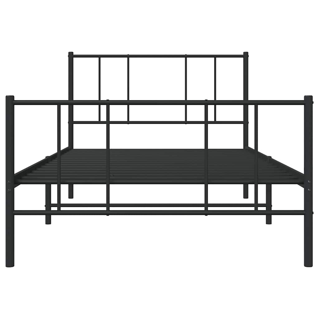 Sengeramme i metall med hode- og fotgavl svart 75x190 cm