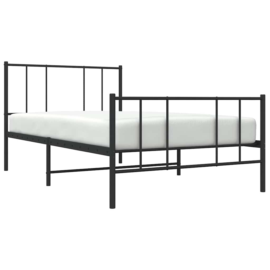 Sengeramme i metall med hode- og fotgavl svart 100x190 cm