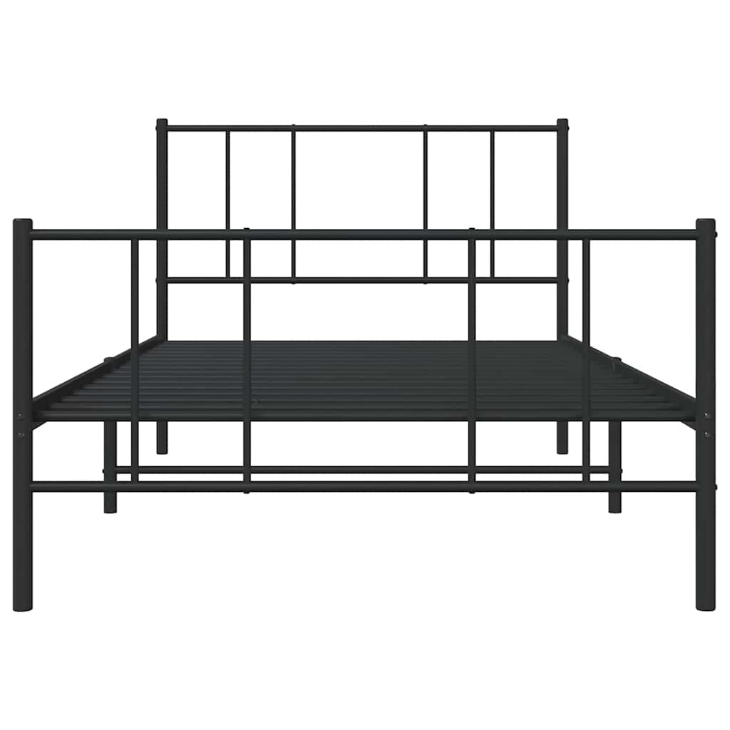 Sengeramme i metall med hode- og fotgavl svart 100x190 cm