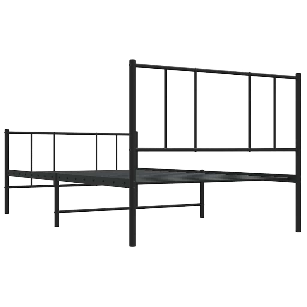 Sengeramme i metall med hode- og fotgavl svart 100x190 cm