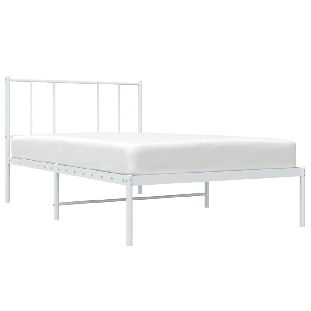 Sengeramme i metall med hodegavl hvit 90x200 cm vidaXL