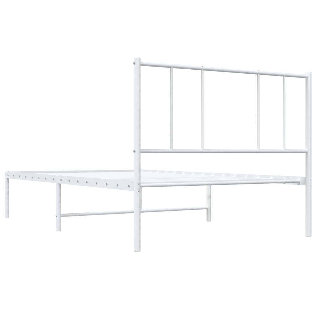 Sengeramme i metall med hodegavl hvit 90x200 cm vidaXL