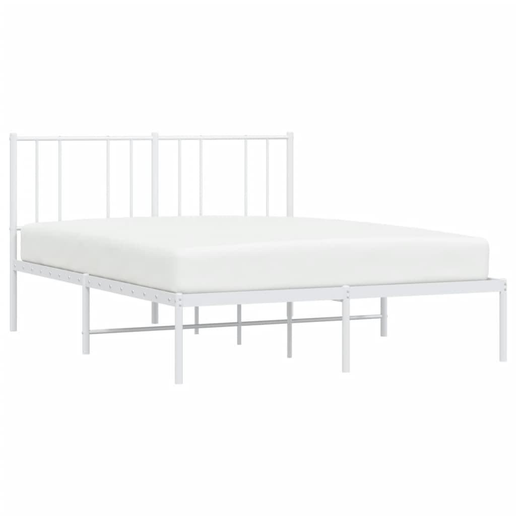 Sengeramme i metall med hodegavl hvit 140x190 cm