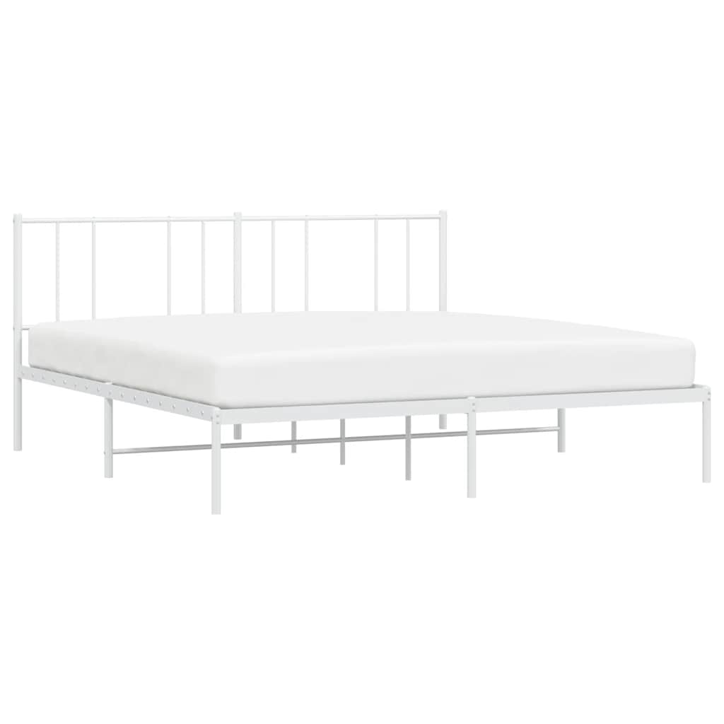 Sengeramme i metall med sengegavl hvit 180x200 cm vidaXL