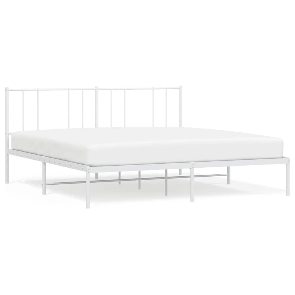 Sengeramme i metall med hodegavl hvit 183x213 cm vidaXL