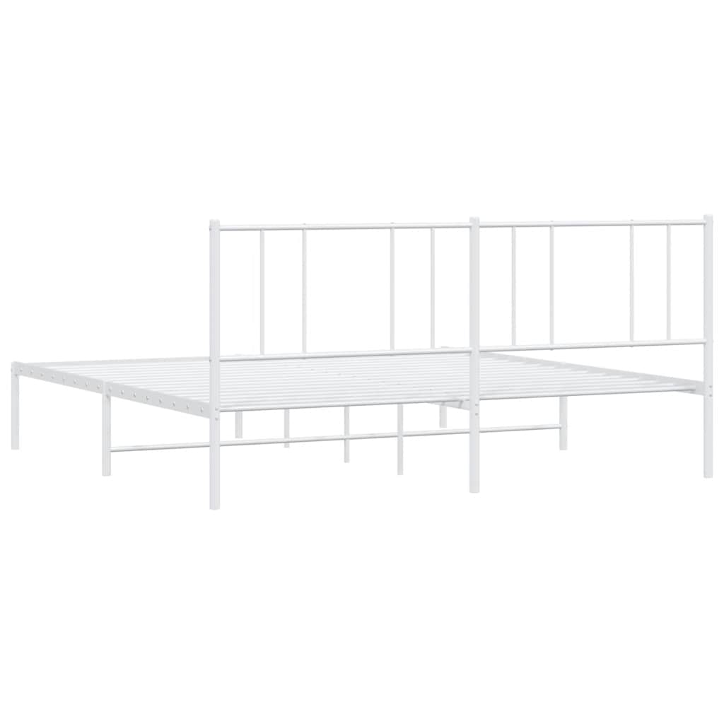 Sengeramme i metall med hodegavl hvit 183x213 cm vidaXL