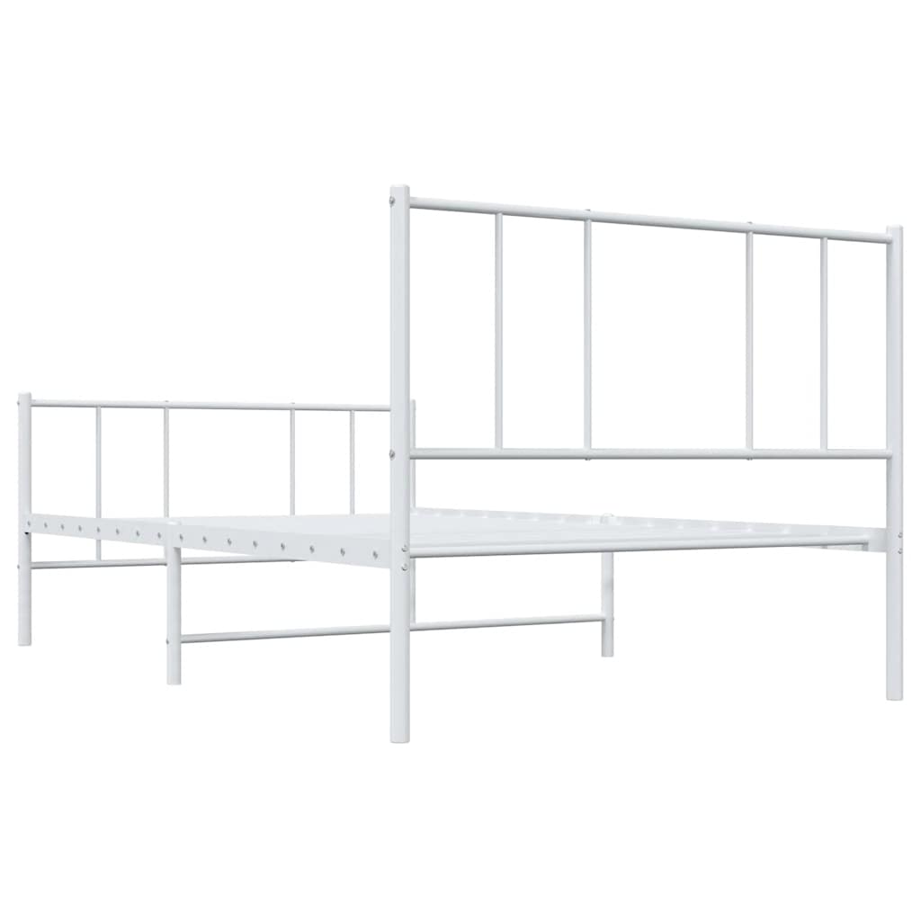 Sengeramme i metall med hode- og fotgavl hvit 75x190 cm