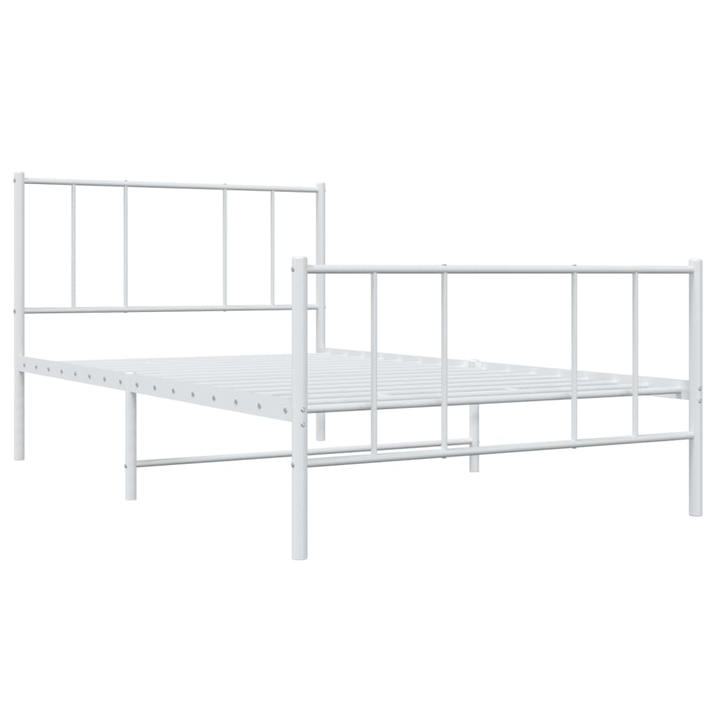 Sengeramme i metall med hode- og fotgavl hvit 107x203 cm