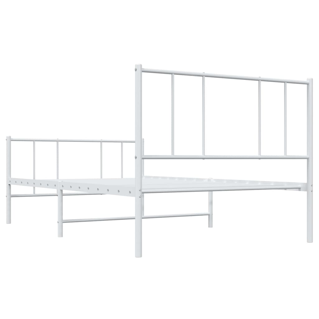 Sengeramme i metall med hode- og fotgavl hvit 107x203 cm