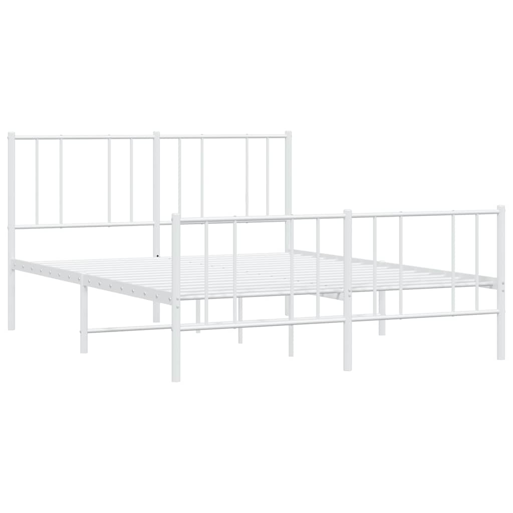 Sengeramme i metall med hode- og fotgavl hvit 135x190 cm