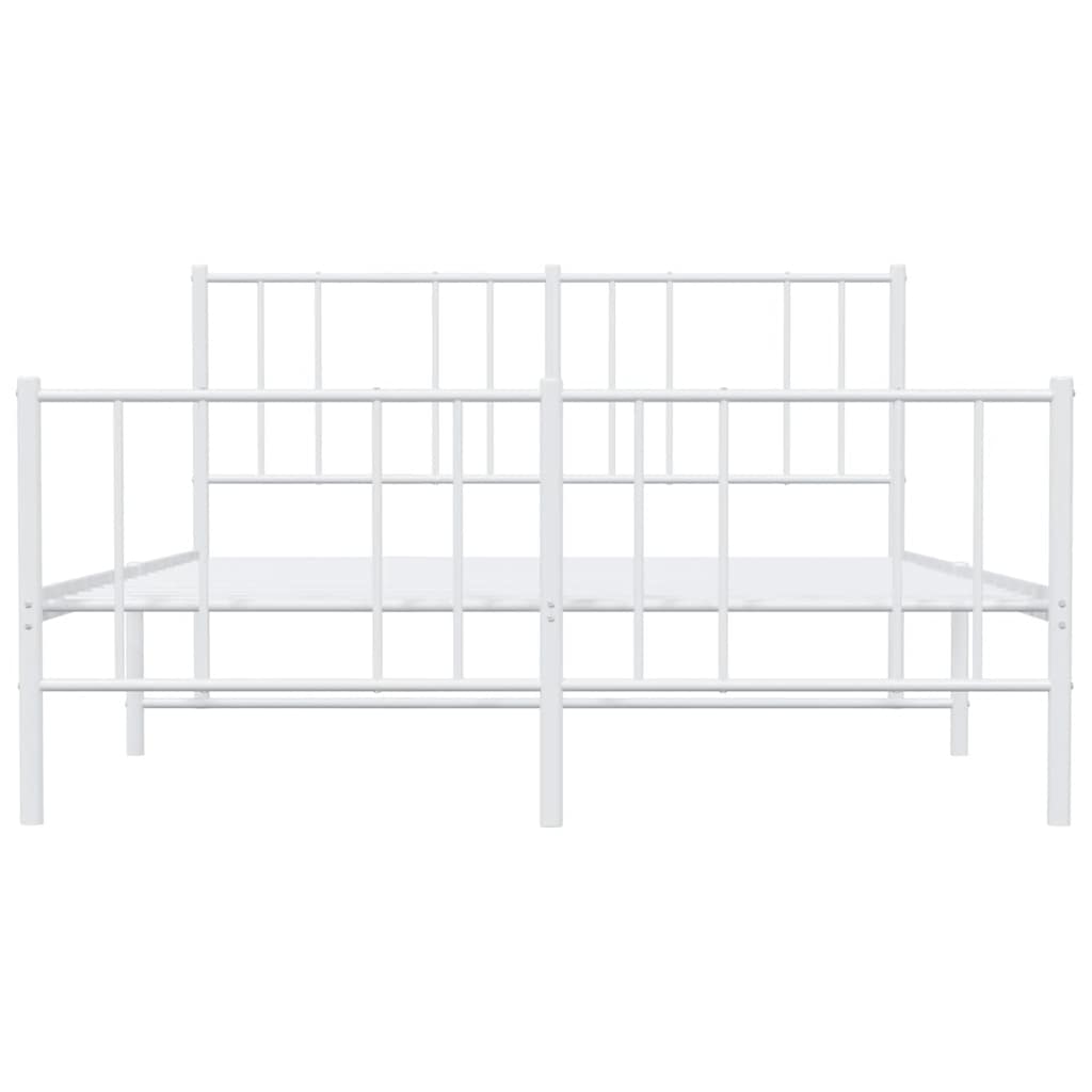 Sengeramme i metall med hode- og fotgavl hvit 135x190 cm
