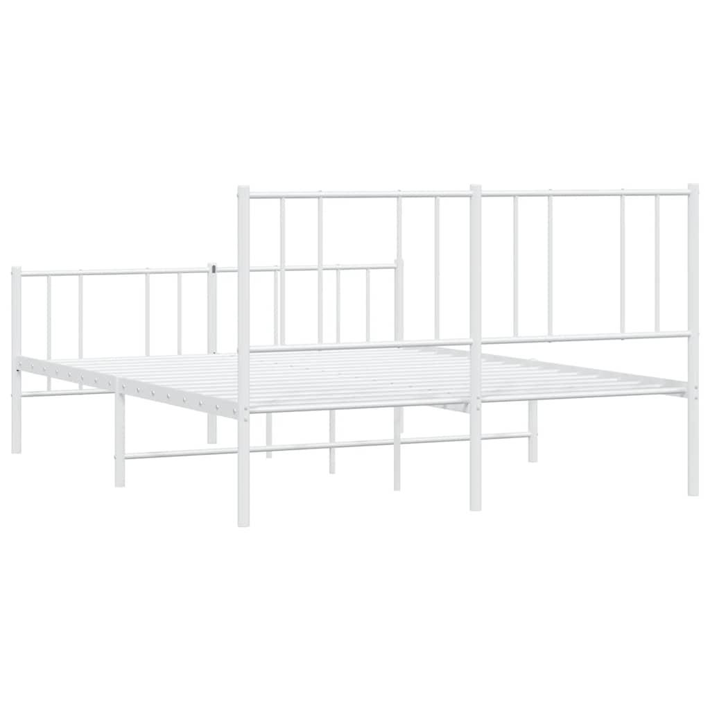 Sengeramme i metall med hode- og fotgavl hvit 135x190 cm