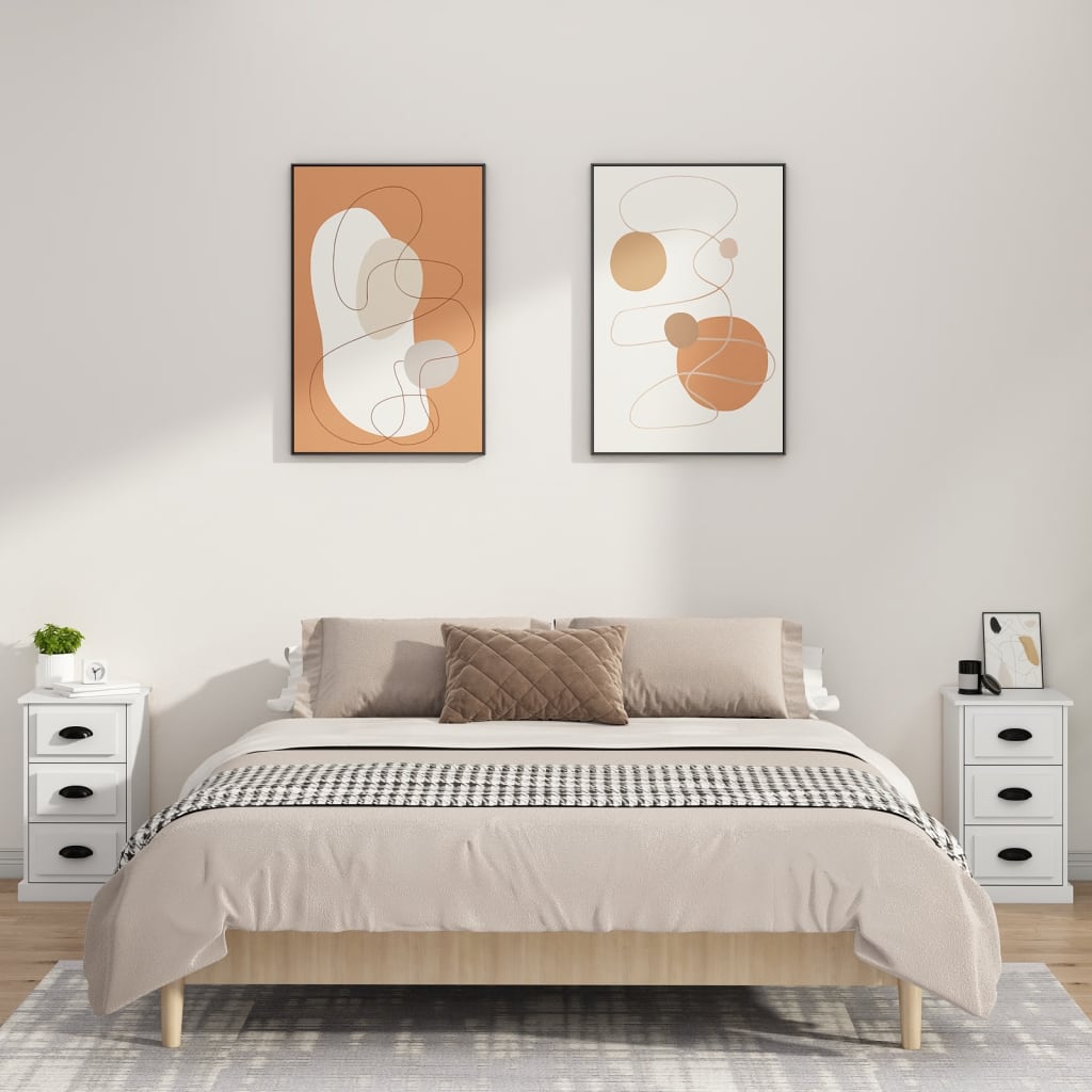 Nattbord hvit 39x39x67 cm konstruert tre