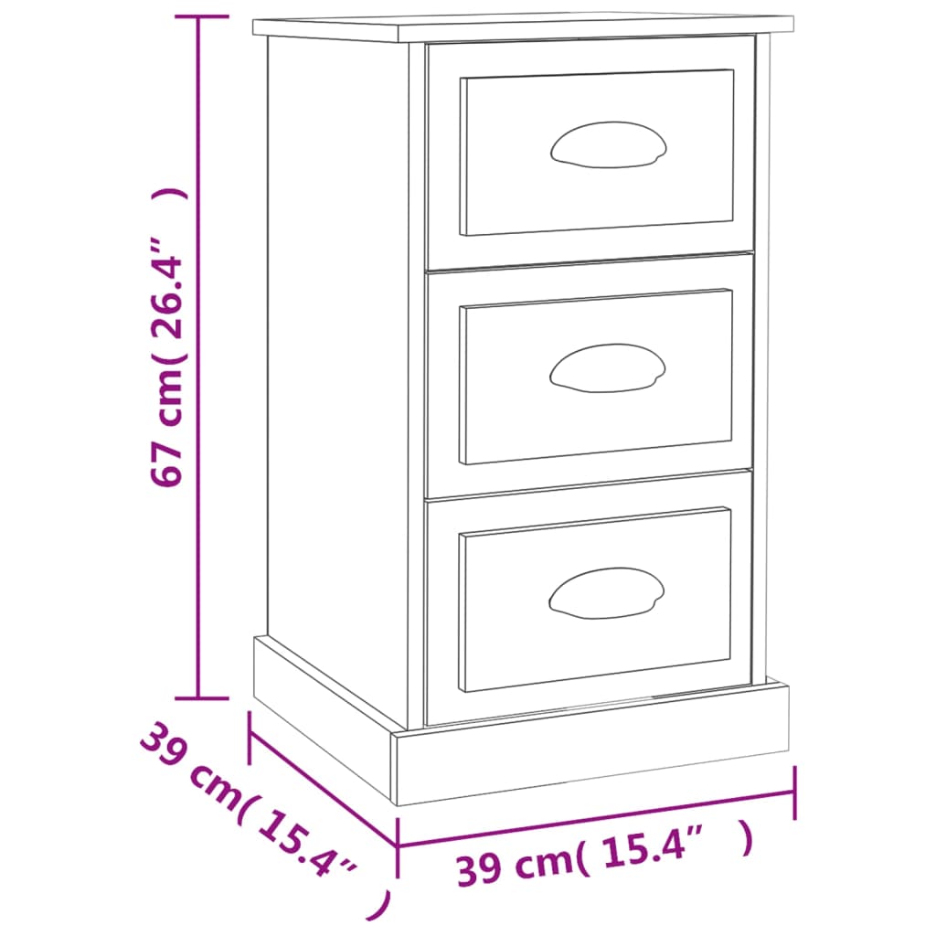 Nattbord sonoma eik 39x39x67 cm konstruert tre