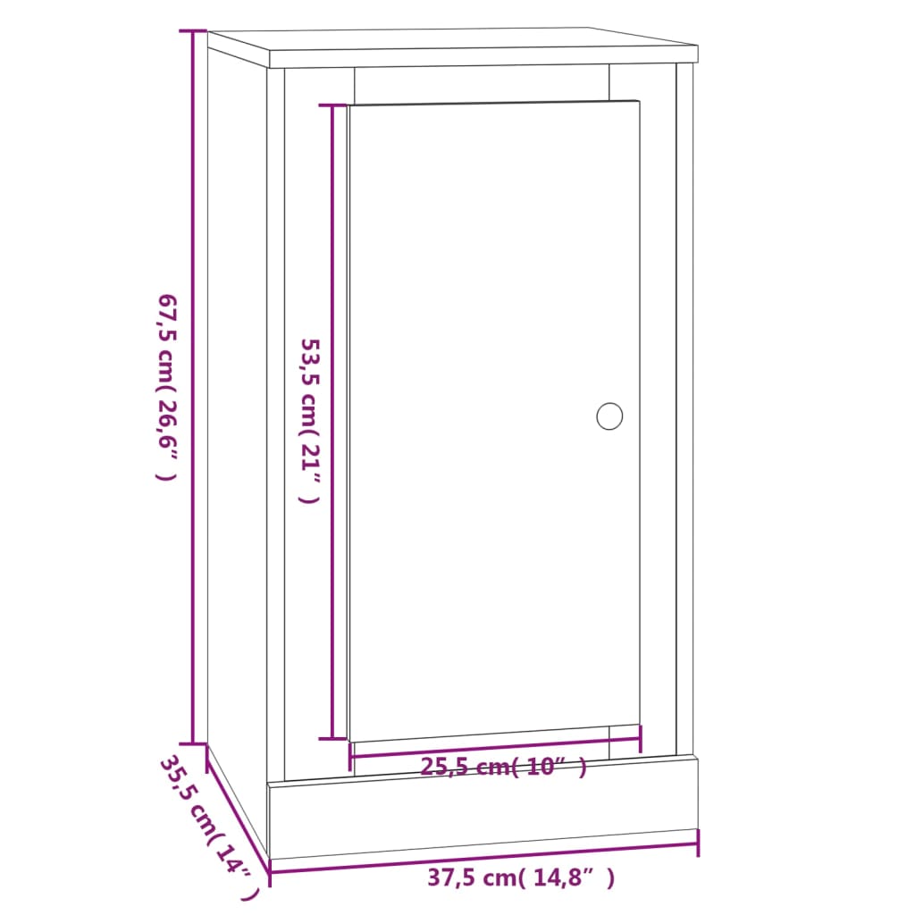 Skjenk hvit 37,5x35,5x67,5 cm konstruert tre