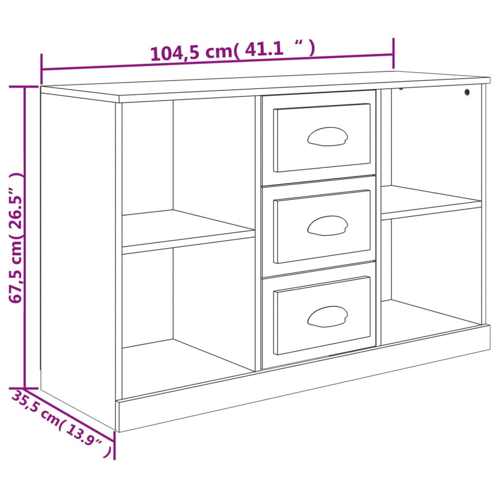 Skjenk betonggrå 104,5x35,5x67,5 cm konstruert tre