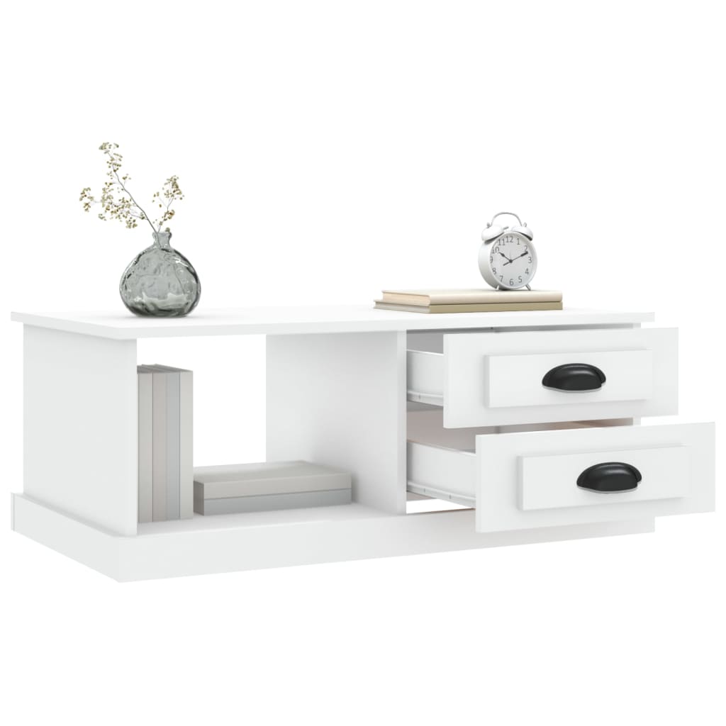 Salongbord hvit 90x50x35 cm konstruert tre