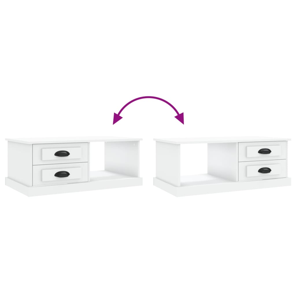 Salongbord hvit 90x50x35 cm konstruert tre