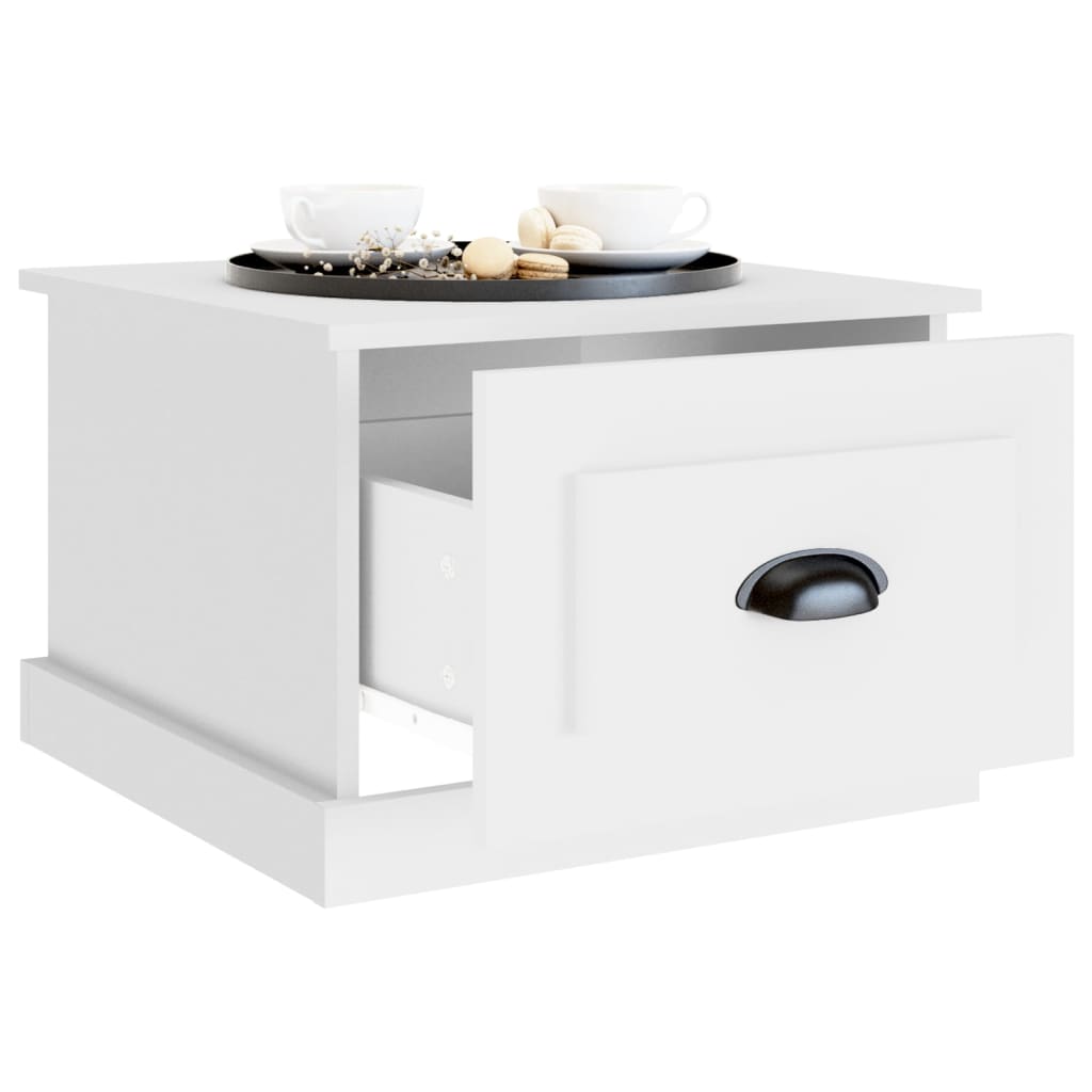 Salongbord hvit 50x50x35 cm konstruert tre