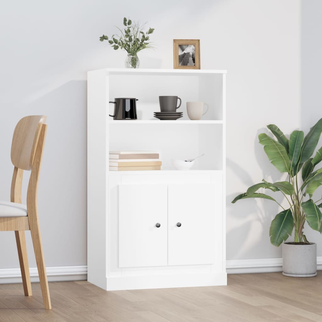 Highboard hvit 60x35,5x103,5 cm konstruert tre
