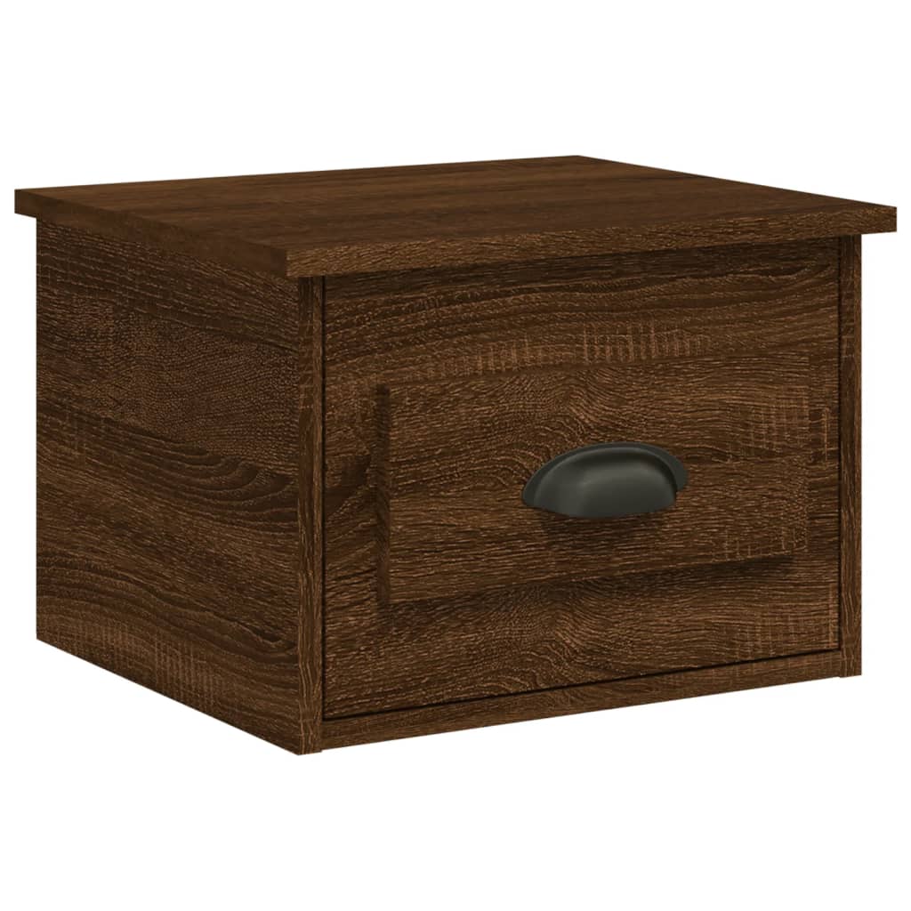 Veggmontert nattbord brun eik 41,5x36x28 cm