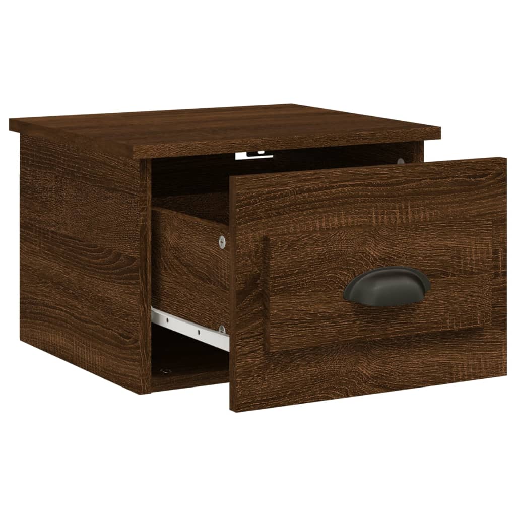 Veggmontert nattbord brun eik 41,5x36x28 cm