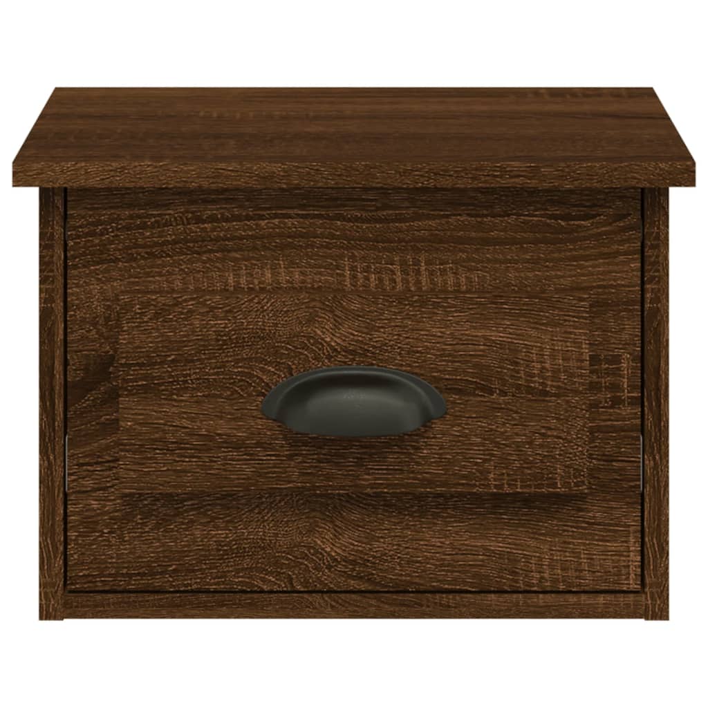 Veggmontert nattbord brun eik 41,5x36x28 cm