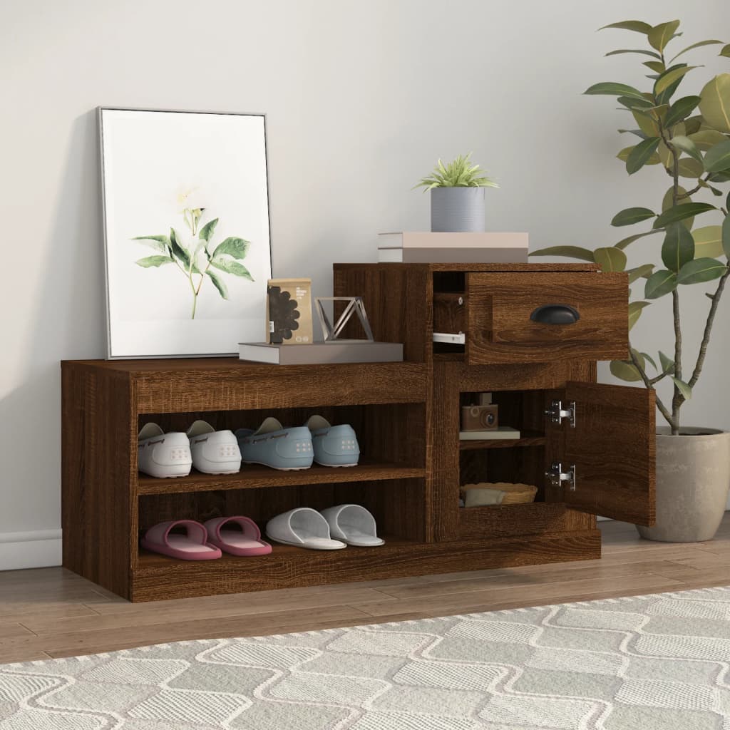 Skoskap brun eik 100x42x60 cm konstruert tre
