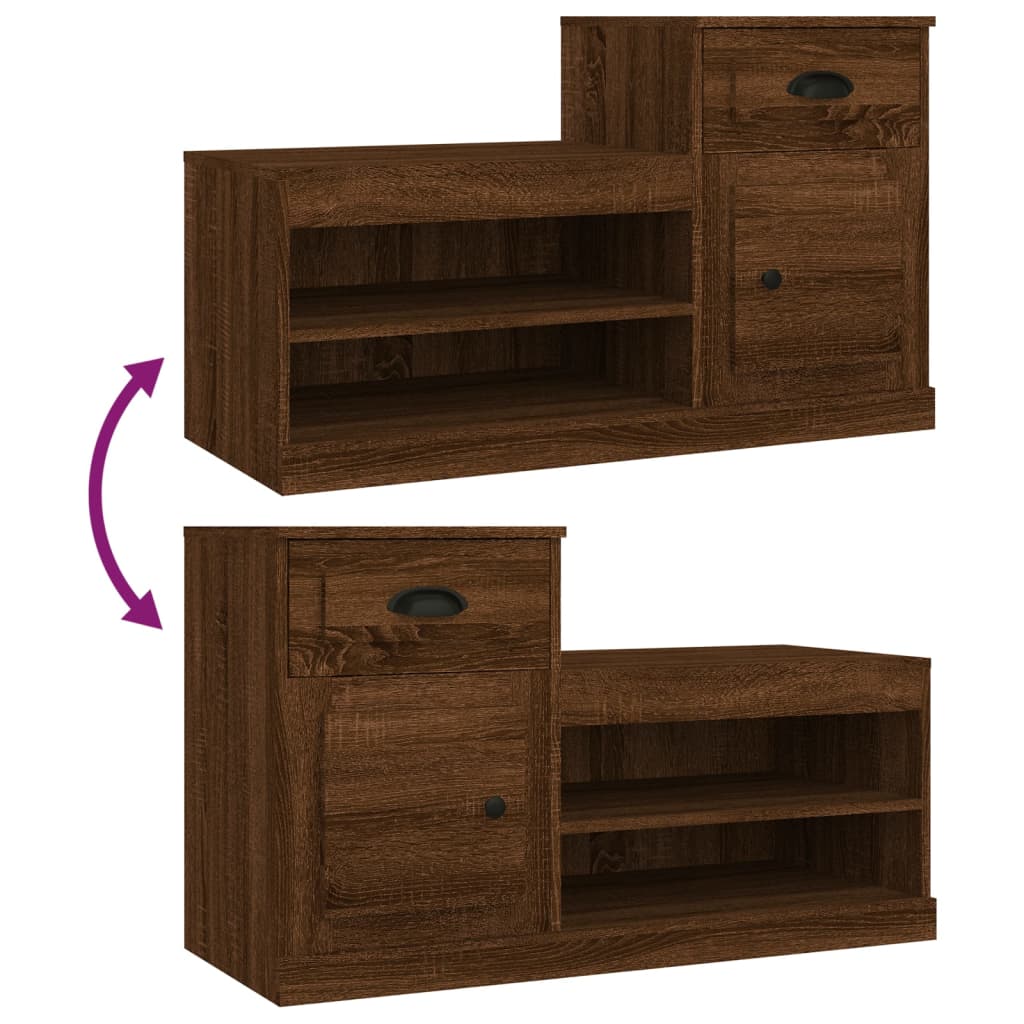 Skoskap brun eik 100x42x60 cm konstruert tre