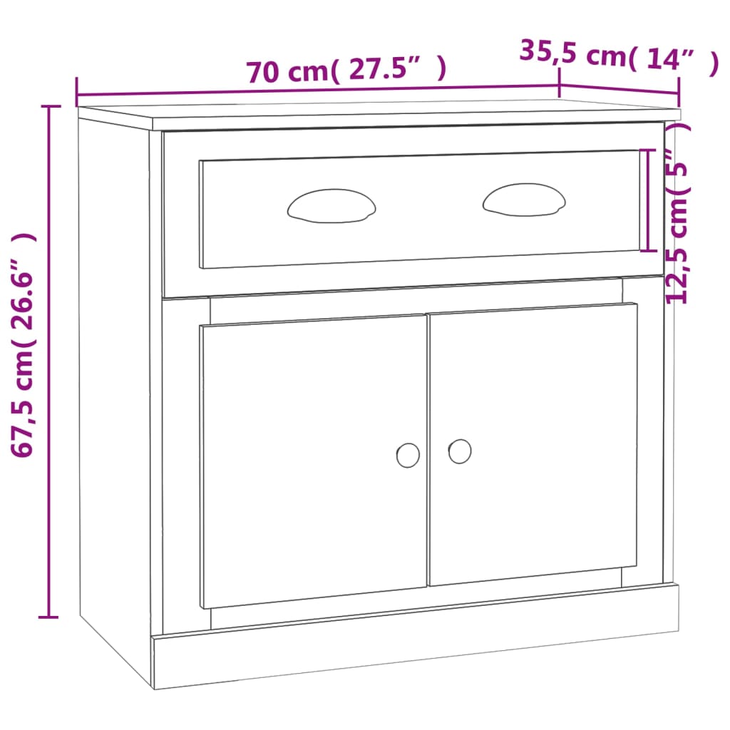 Skjenk betonggrå 70x35,5x67,5 cm konstruert tre