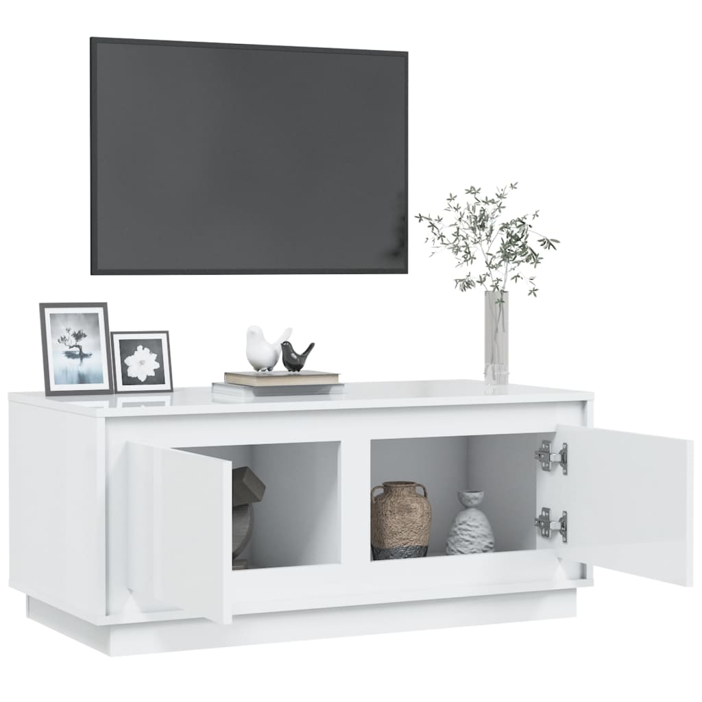 Salongbord høyglans hvit 102x50x44 cm konstruert tre
