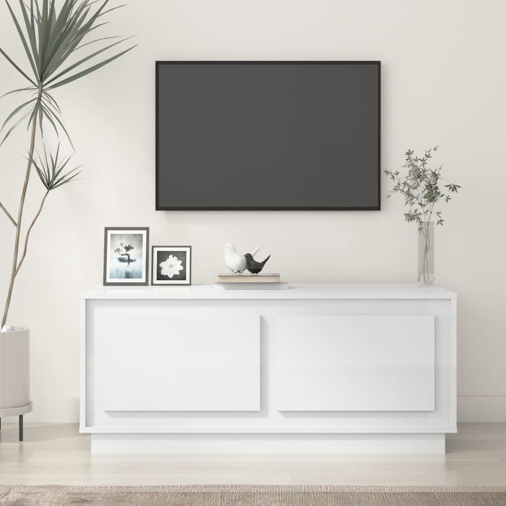 Salongbord høyglans hvit 102x50x44 cm konstruert tre