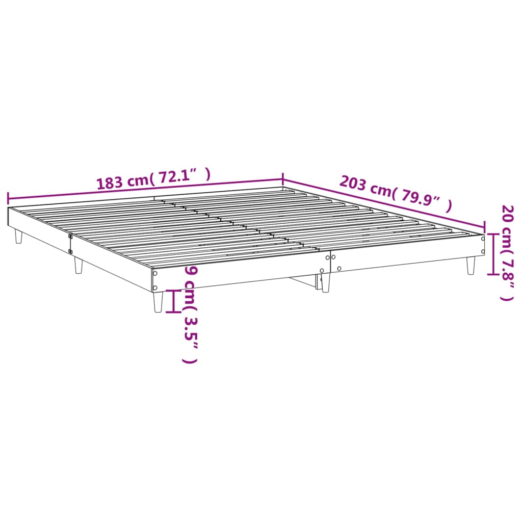 Sengeramme uten madrass brun eik 120x200 cm konstruert tre