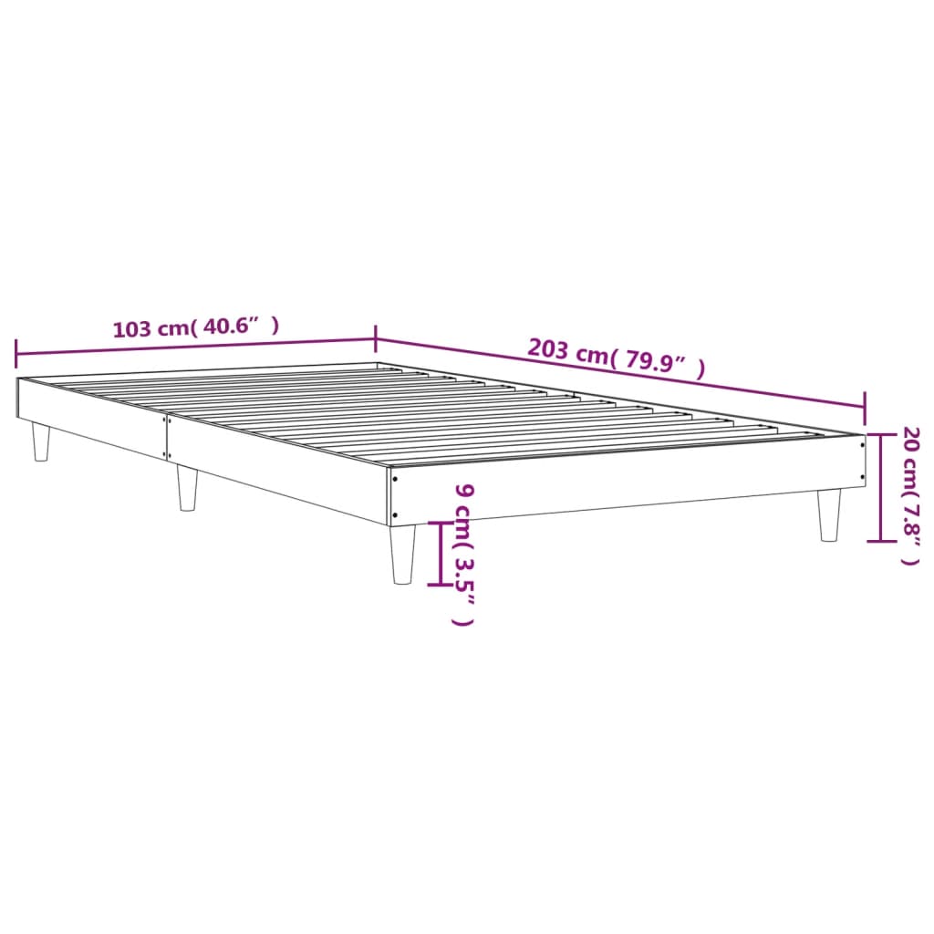 Sengeramme uten madrass røkt eik 100x200 cm konstruert tre