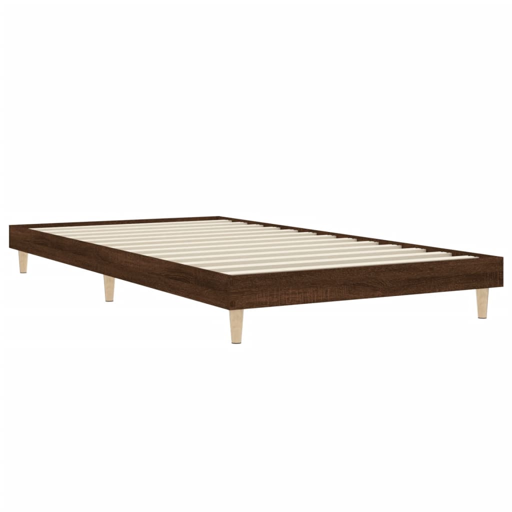 Sengeramme uten madrass brun eik 90x200 cm konstruert tre