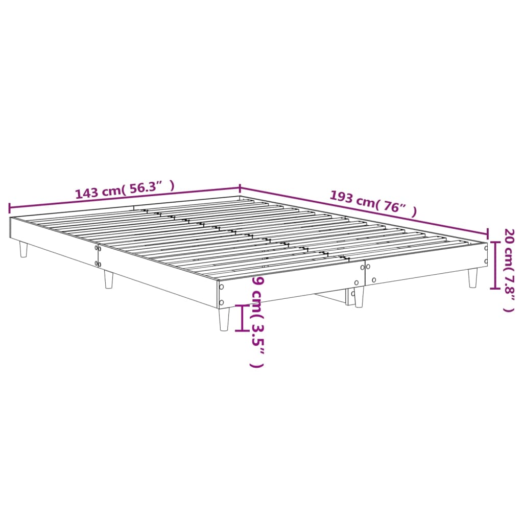 Sengeramme svart 140x190 cm konstruert tre