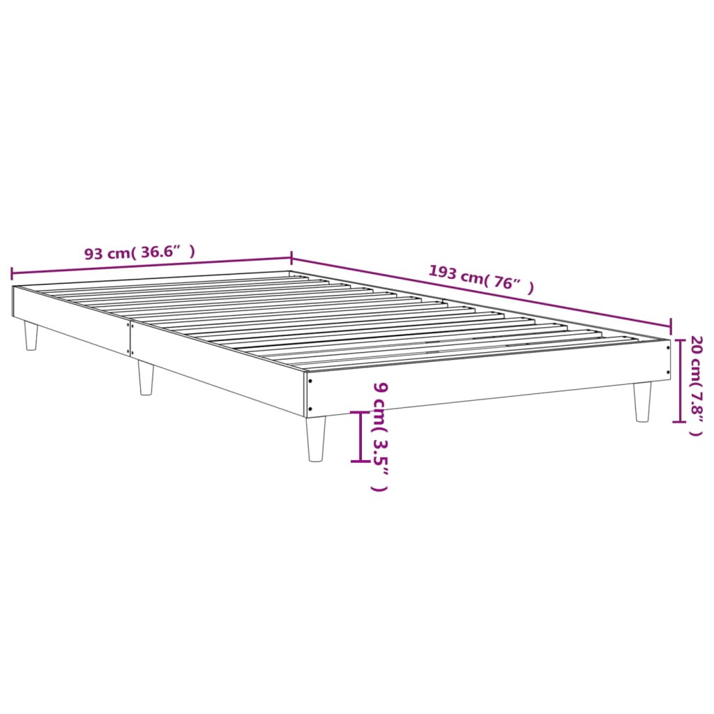 Sengeramme uten madrass røkt eik 90x190 cm konstruert tre