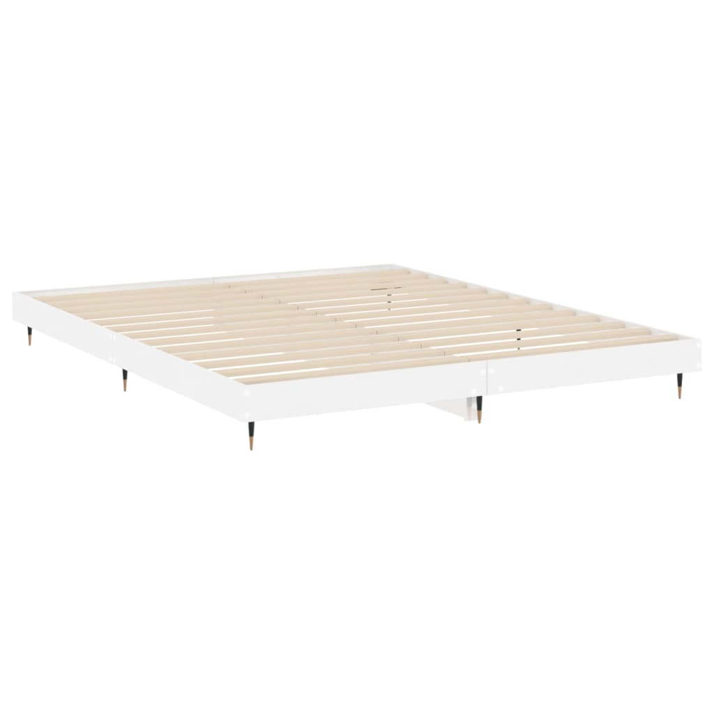 Sengeramme høyglans hvit 160x200 cm konstruert tre