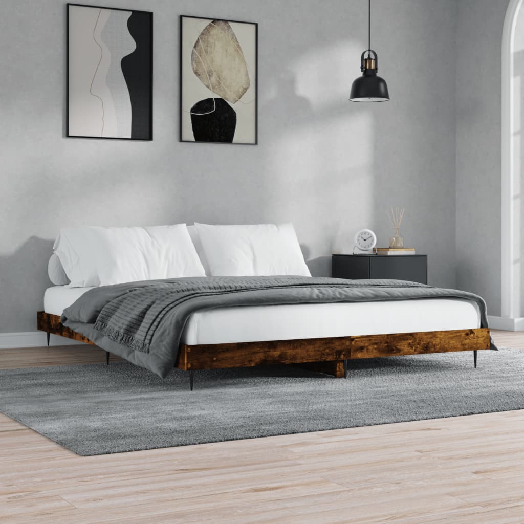 Sengeramme uten madrass madrass røkt eik 200x200 cm