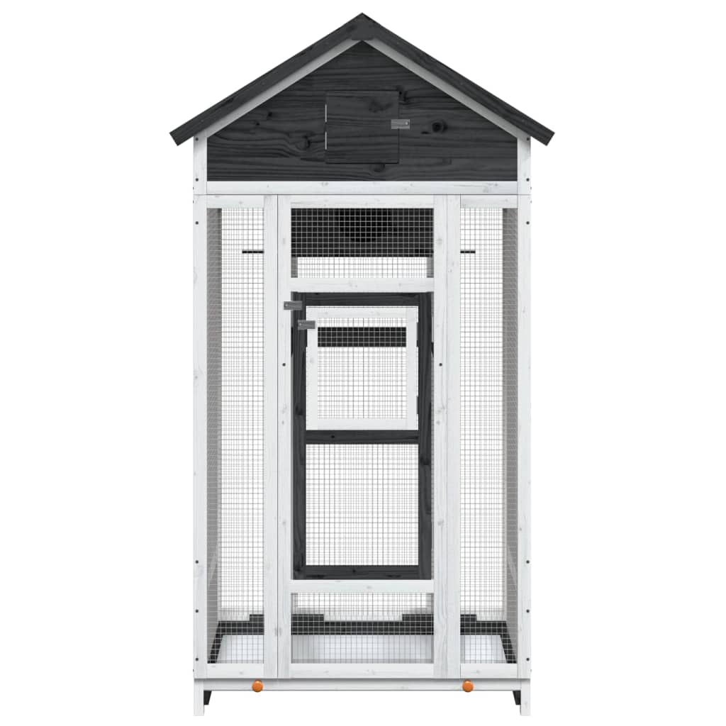 Fuglehus grå 91,5x53x170 cm heltre furu