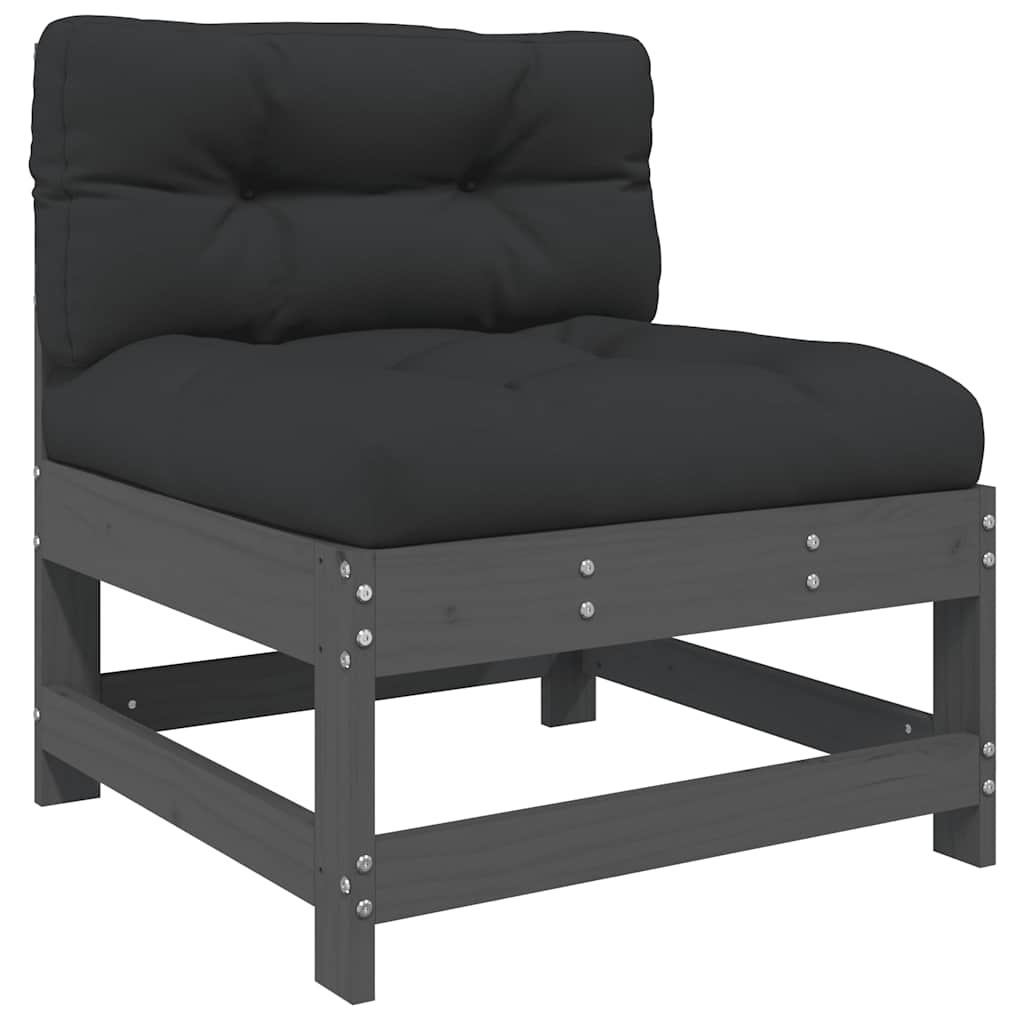 Midtsofa med puter grå heltre furu