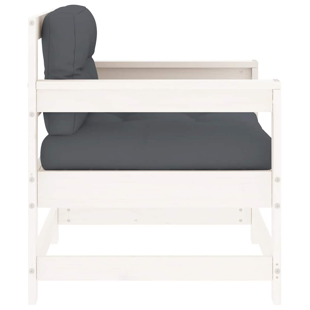 Hagestoler med puter 2 stk hvit heltre furu