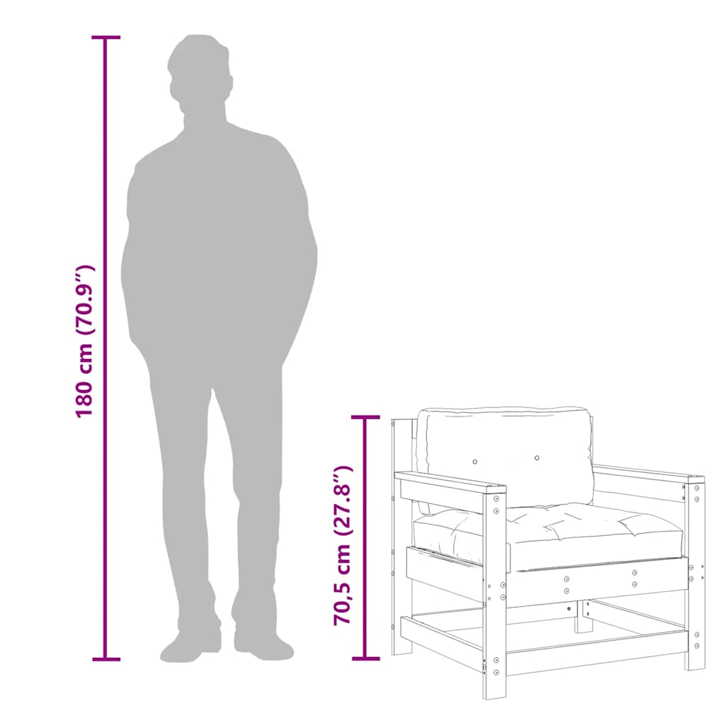 Hagestoler med puter 2 stk honningbrun heltre furu