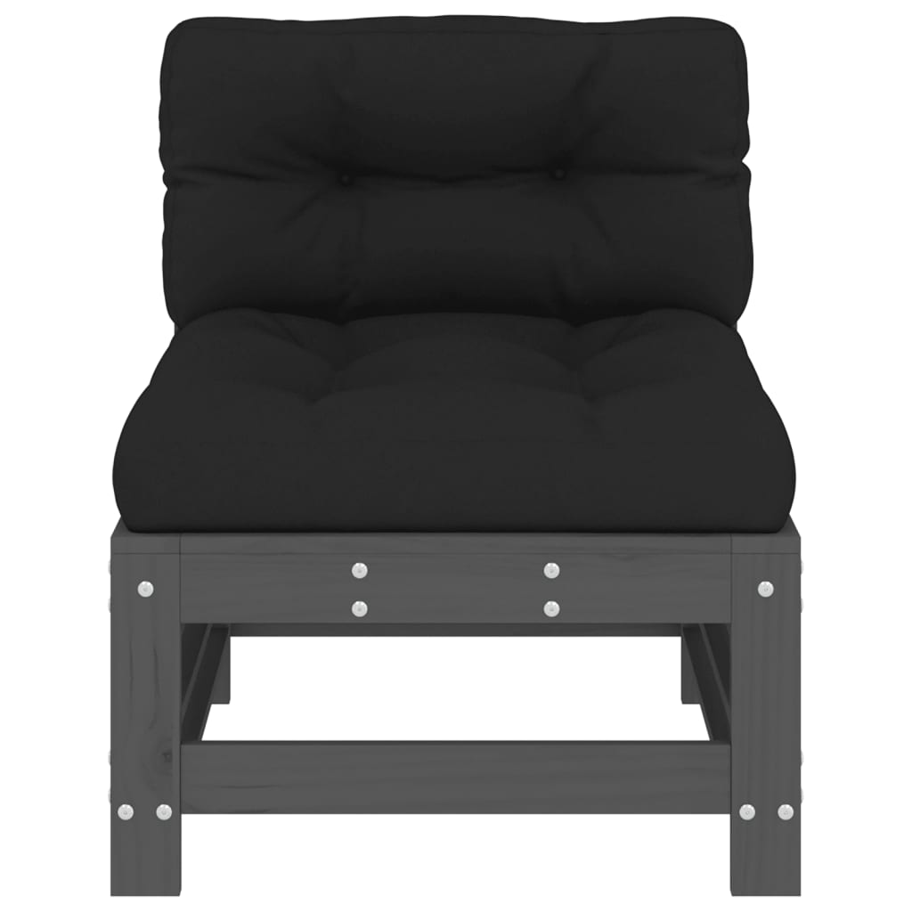 Midtsofa med puter grå heltre furu