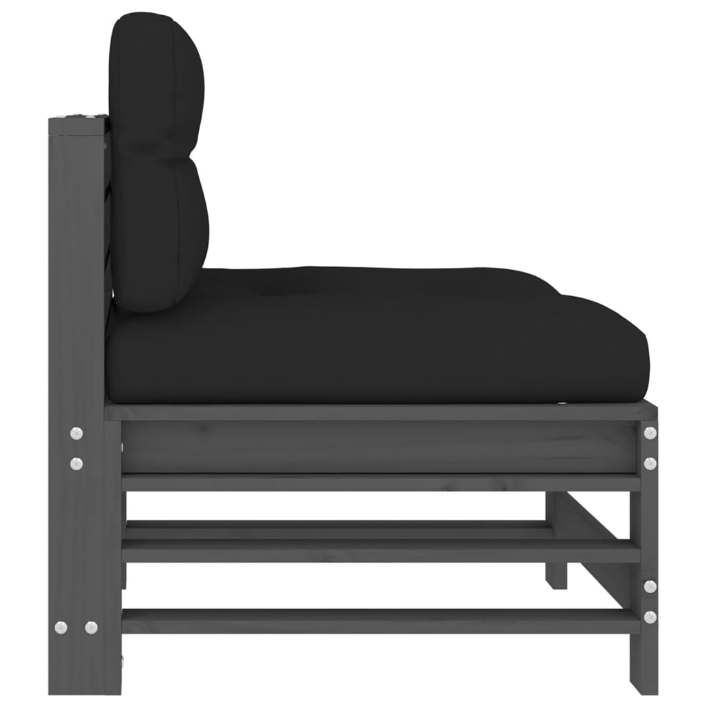 Midtsofa med puter grå heltre furu