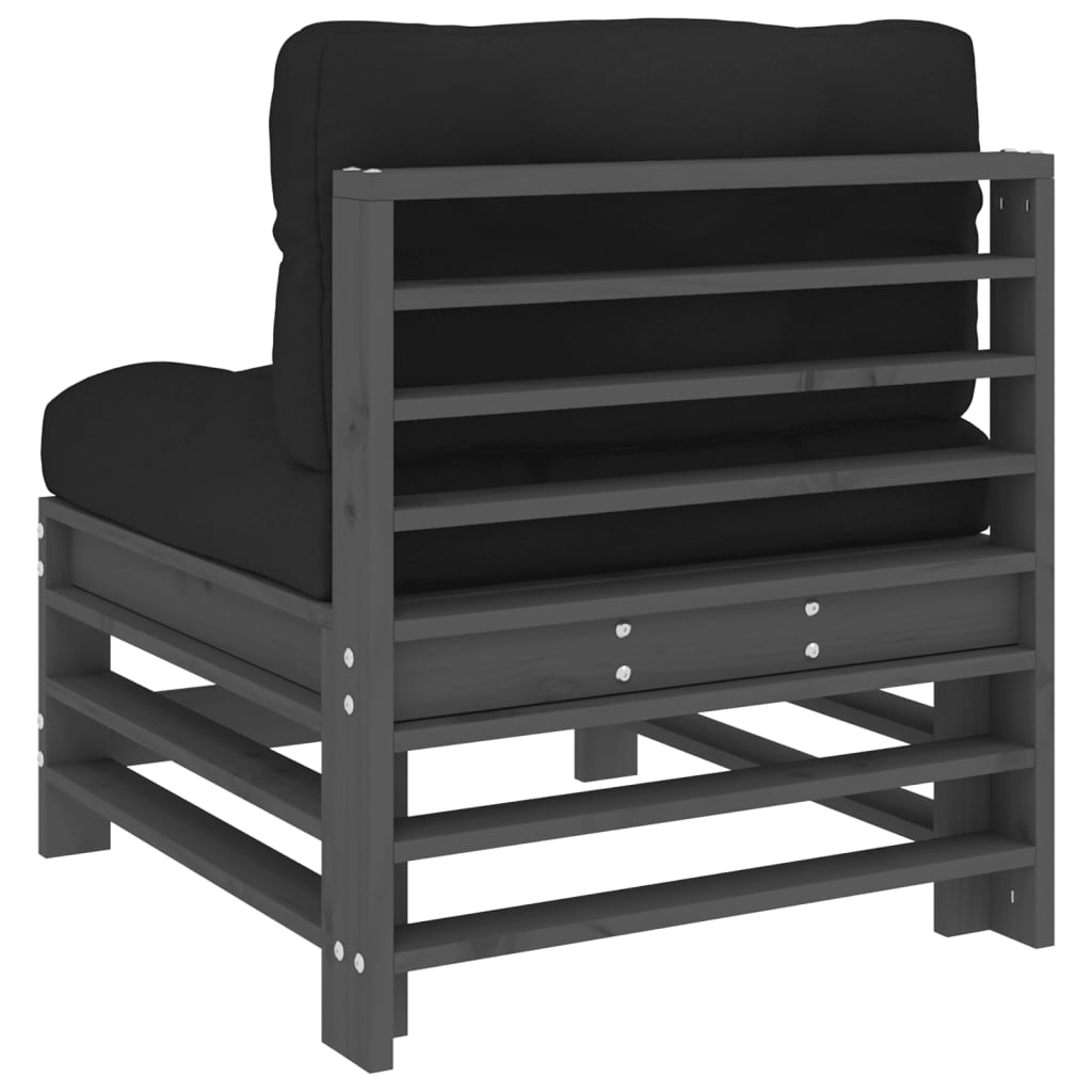 Midtsofa med puter grå heltre furu