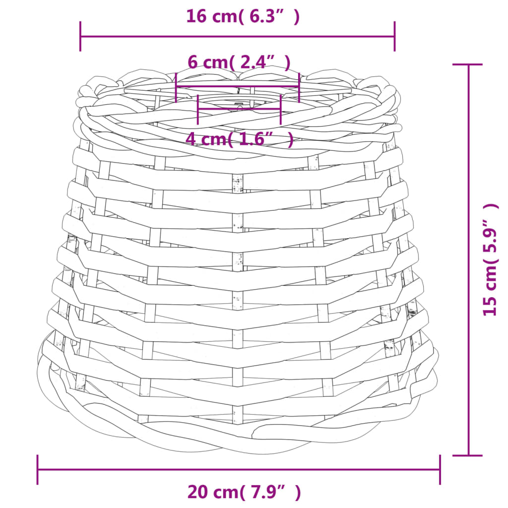 Taklampeskjerm hvit Ø20x15 cm flettet