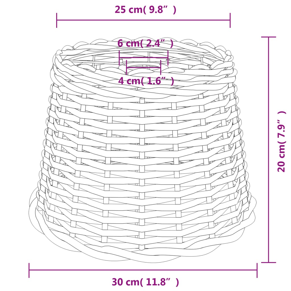 Taklampeskjerm hvit Ø30x20 cm flettet vidaXL
