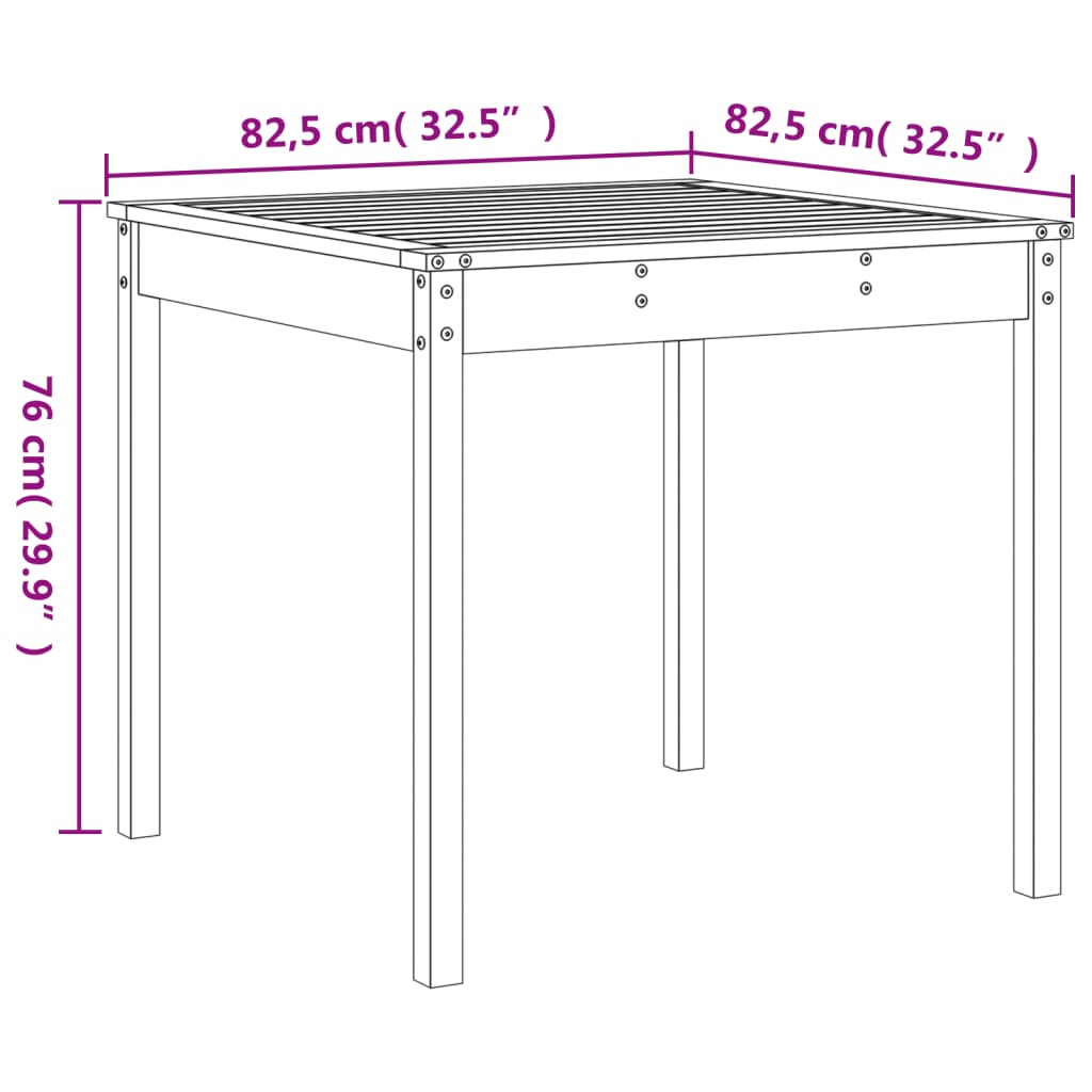 Hagebistrosett hvit 3 deler heltre furu